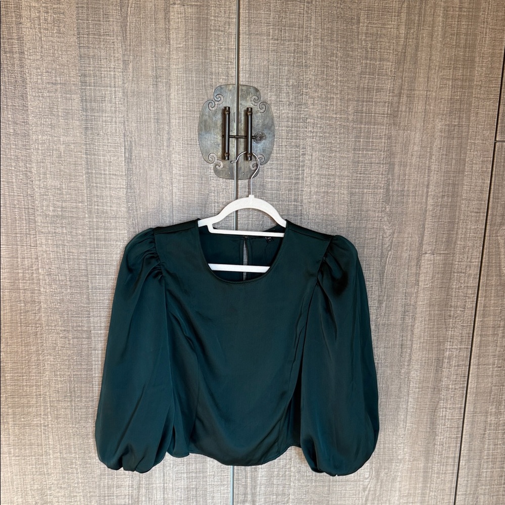 Express Satin Crew Neck Puff‎ Sleeve Top